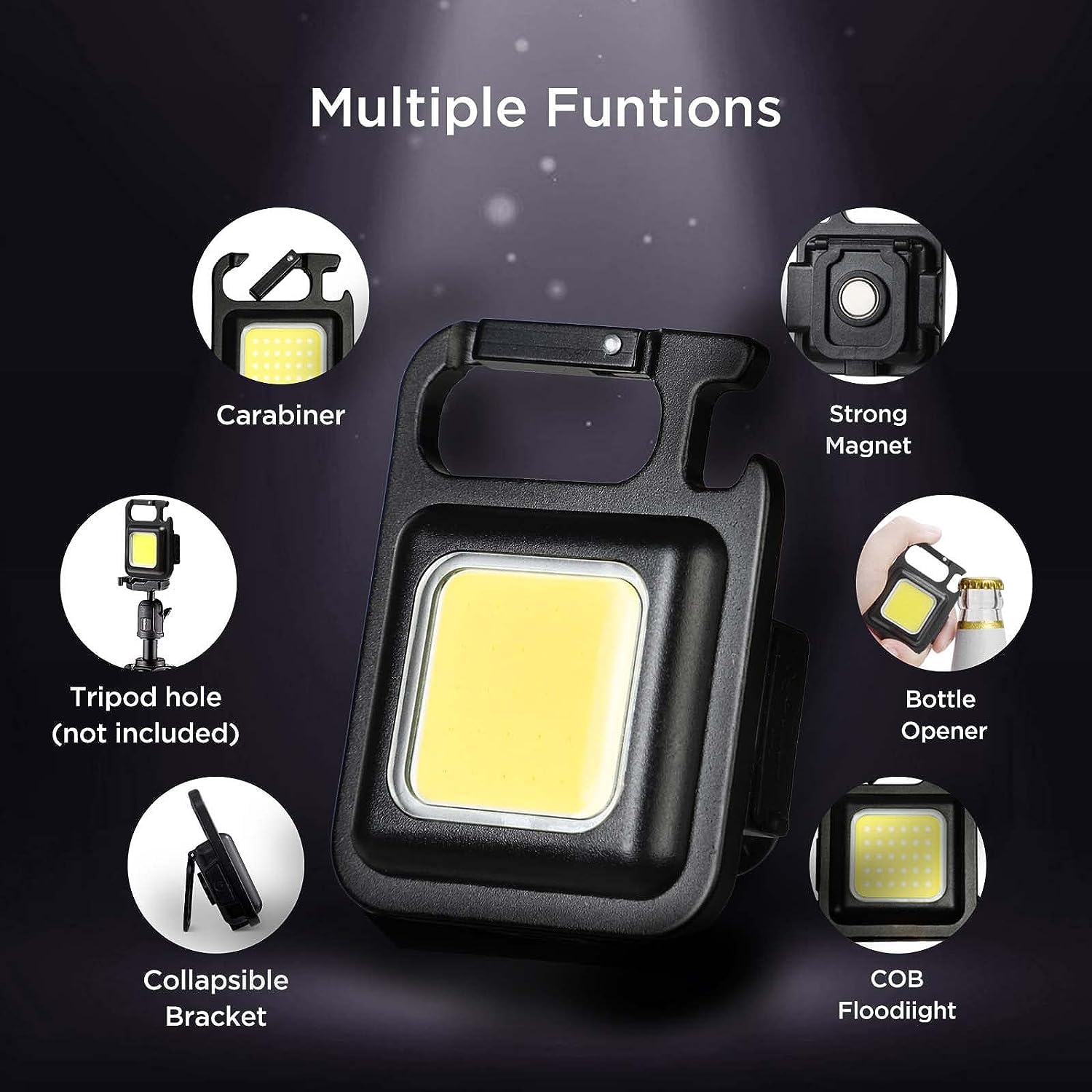Small Led Flashlight Cob Mini Light Handheld Flashlights 800 Lumens 4 Modes Rechargeable Super Bright Keychain Light For Outdoor Emergency Camping Running Hiking Hurricane Supplies, 800 Lumen