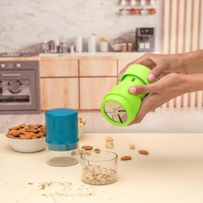 Easy Dry Fruit Cutter & Slicer (Round Shape) – Built-in Storage, Multicolor Nut Cutter for Cashews, Almonds, and Dry Fruits