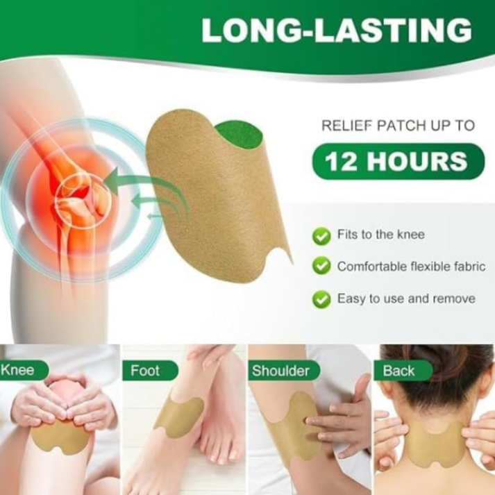 Herbal Knee Pain Relief Patch – Natural Chinese Heating Plaster for Joint, Arthritis, Back & Muscle Pain – Fast Relief Knee Patch (Pack of 10)