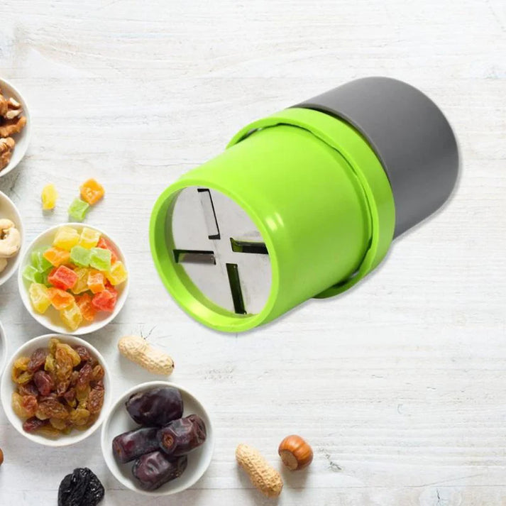 Easy Dry Fruit Cutter & Slicer (Round Shape) – Built-in Storage, Multicolor Nut Cutter for Cashews, Almonds, and Dry Fruits