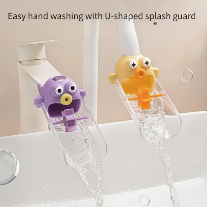 Cute Animal Faucet Extender-Soft Silicone Water Diverter for Easy Hand Washing (Random color-Pack of 1)